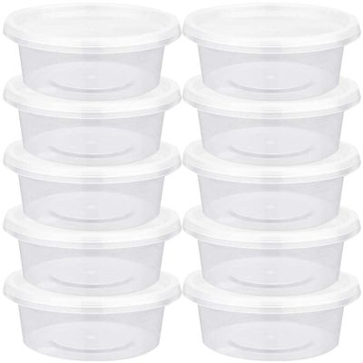 Yardwe 100pcs Meal Prep Containers Reusable Storage Containers with Lids Disposable Sauce Cups Food Disposable to Go Containers Transparent Bowls Lunch Box White Plastic With Cover