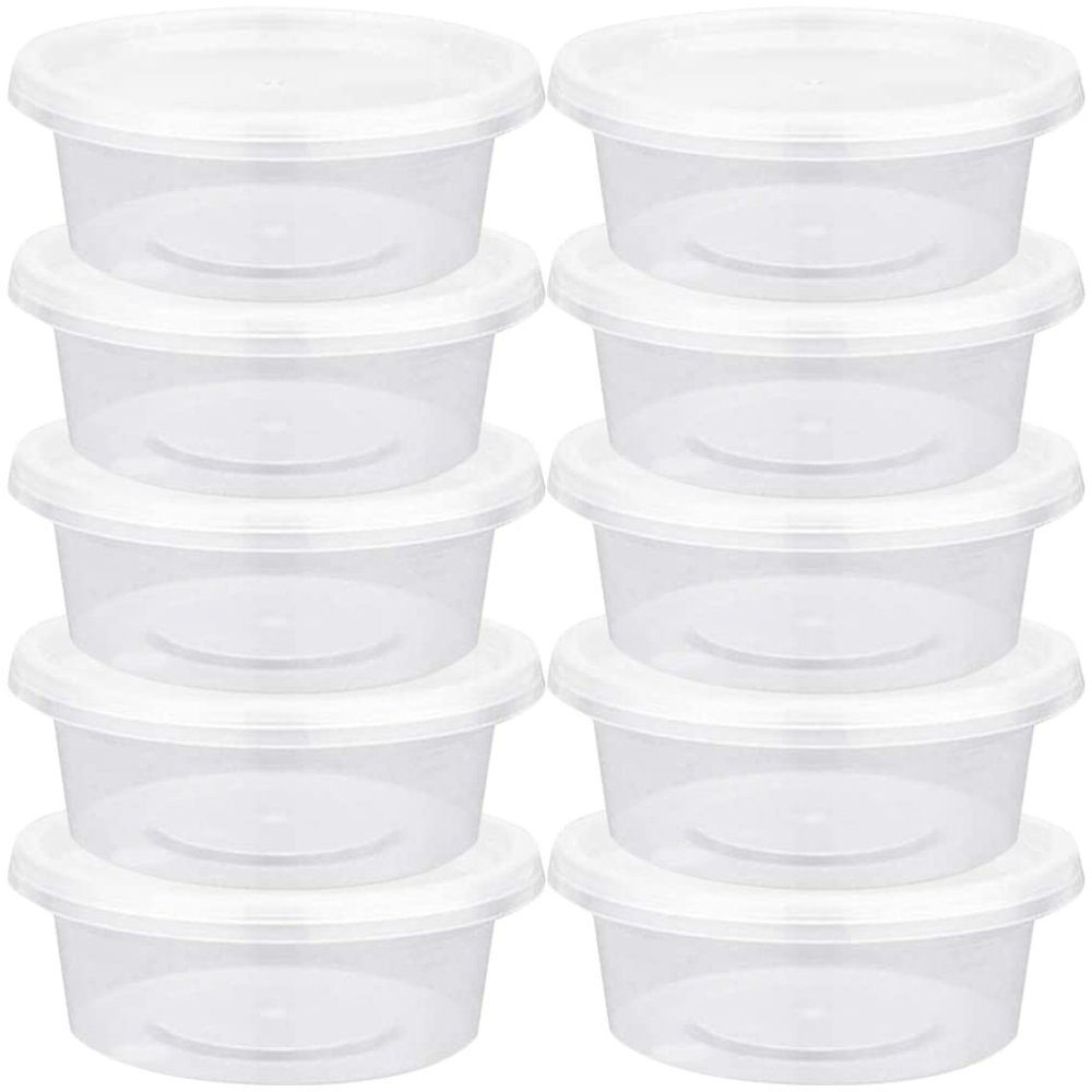 Yardwe 100pcs Meal Prep Containers Reusable Storage Containers with Lids Disposable Sauce Cups Food Disposable to Go Containers Transparent Bowls Lunch Box White Plastic With Cover
