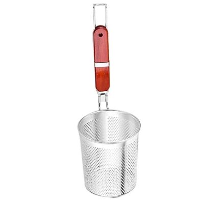 Fryer Basket French Fries Basket Food Fry Basket Mesh Food Dumpling Noodle Strainer with Wooden Handle Cooking Tools Fried Food Filter (Size : Small)