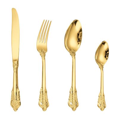 40 Piece Gold Silverware Set for 10 Palace Flatware Sets With Exquisite Relief Pattern 18/10 Stainless Steel Home Kitchen Wedding Restaurant Cutlery Utensils Include Knifes Forks and Spoons