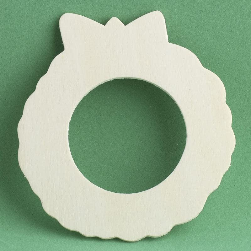 Factory Direct Craft Pack of 24 Unfinished Wood Wreath Cutouts - Christmas Wreath Wooden Shapes for Holiday Crafts and Winter Decorations - Made in USA (Size: 4-1/4" H x 3-3/4" W)