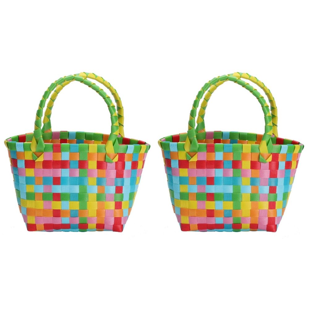 2 pcs Storage basket shopping bag market basket bags for women purse shopping tote Shelf Organizers Small Toy travel plastic Woven