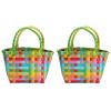 2 pcs Storage basket shopping bag market basket bags for women purse shopping tote Shelf Organizers Small Toy travel plastic Woven view 1