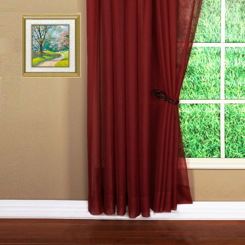 Today's Curtain Emelia Original Voile Panel 95", Burgundy, 60" W x 95" L