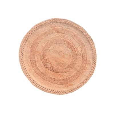 Luxurious Round Shape Bath Rugs for Bathroom Size 24'' x 24'' | Absorbent & Durable, Ultra Plush Antique Modern Touch, Reversible, No Skid Back | Pretty Peach Color, Super Soft Smooth Underfoot Feel