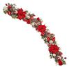 5 ft Christmas Garland for Mantle Unlit Garland for Stairs Railing, Banister, Staircase, Fireplace, for Table No Light, Garland Decor Frosted Red Poinsettia Holiday Tree (Frosted Red Poinsettia) view 1