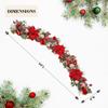 5 ft Christmas Garland for Mantle Unlit Garland for Stairs Railing, Banister, Staircase, Fireplace, for Table No Light, Garland Decor Frosted Red Poinsettia Holiday Tree (Frosted Red Poinsettia) view 3