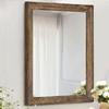 AAZZKANG Rustic Wood Mirror Rectangle Decorative Wall Mirrors with Frame for Bedroom Living Room Bathroom Entryway Hanging Small Brown view 1