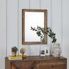 AAZZKANG Rustic Wood Mirror Rectangle Decorative Wall Mirrors with Frame for Bedroom Living Room Bathroom Entryway Hanging Small Brown view 3