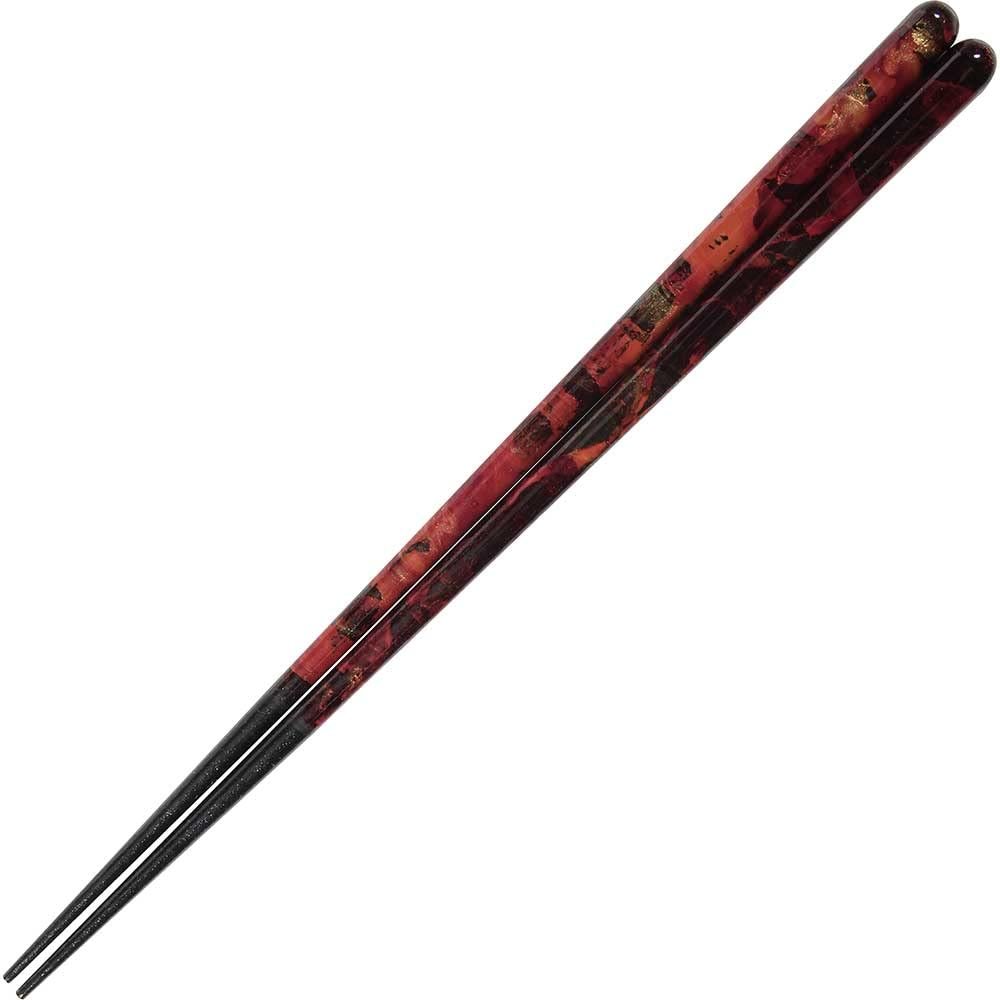 Baroque Red Hand Painted Wakasa Wood Chopsticks, 1 Pair, 9.12 Inches Long, Made in Japan