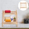 Veemoon 2 Tabletop Shelf Office Rack Bedroom Storage Bathroom Countertop Corner Brown - Flower Stand Display Layer Double Home Bookshelf Cabinet Supplies Plant Khaki for Wooden view 4
