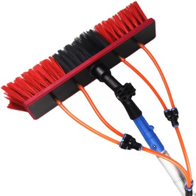 Water Fed Pole Kit,Water Fed Brush Telescopic Extension Pole Cleaning Kit For Cleaning Window Solar Panels, Water Fed Pole Kit With 4-Hole Water Fed Brush Head Red (Size : 24FT/7.2M)