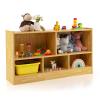 HONEY JOY Kids Toy Storage Organizer, 5-Section Storage Daycare Shelf for Preschool, Children 2-Tier Open Wooden Display Book Shelf Organizer for Classroom, Playroom & Nursery, Kindergarten(Yellow) view 1