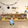 HONEY JOY Kids Toy Storage Organizer, 5-Section Storage Daycare Shelf for Preschool, Children 2-Tier Open Wooden Display Book Shelf Organizer for Classroom, Playroom & Nursery, Kindergarten(Yellow) view 2