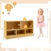 HONEY JOY Kids Toy Storage Organizer, 5-Section Storage Daycare Shelf for Preschool, Children 2-Tier Open Wooden Display Book Shelf Organizer for Classroom, Playroom & Nursery, Kindergarten(Yellow) view 3