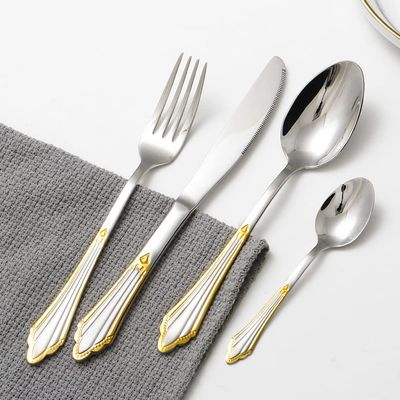 56 Piece Silverware Set for 14 Flatware Sets With Gold Border Handle 18/10 Stainless Steel Home Kitchen Wedding Hotel Delicate Cutlery Utensils Set Include Knifes Teaspoons Forks and Spoons
