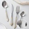 56 Piece Silverware Set for 14 Flatware Sets With Gold Border Handle 18/10 Stainless Steel Home Kitchen Wedding Hotel Delicate Cutlery Utensils Set Include Knifes Teaspoons Forks and Spoons view 3