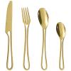 24 Piece Gold Silverware Set for 6 Hanging Flatware Sets Stainless Steel Home Kitchen Wedding Restaurant Cutlery Utensils Delicate Include Teaspoons Knifes Forks and Spoons Tableware Set view 1