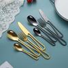 24 Piece Gold Silverware Set for 6 Hanging Flatware Sets Stainless Steel Home Kitchen Wedding Restaurant Cutlery Utensils Delicate Include Teaspoons Knifes Forks and Spoons Tableware Set view 3