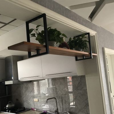Drsyffsup Ceiling Shelf Hanging Storage RackSingle Layer Wooden Flower Stands Floating Shelving 60/80/100/120/140/150cmfor Entrance Restaurant Bar Kitchen (Size : 80x30x50cm)
