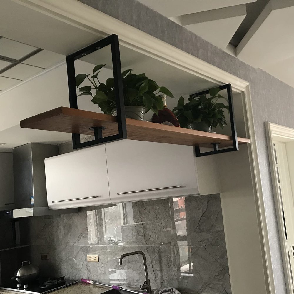 Drsyffsup Ceiling Shelf Hanging Storage RackSingle Layer Wooden Flower Stands Floating Shelving 60/80/100/120/140/150cmfor Entrance Restaurant Bar Kitchen (Size : 80x30x50cm)