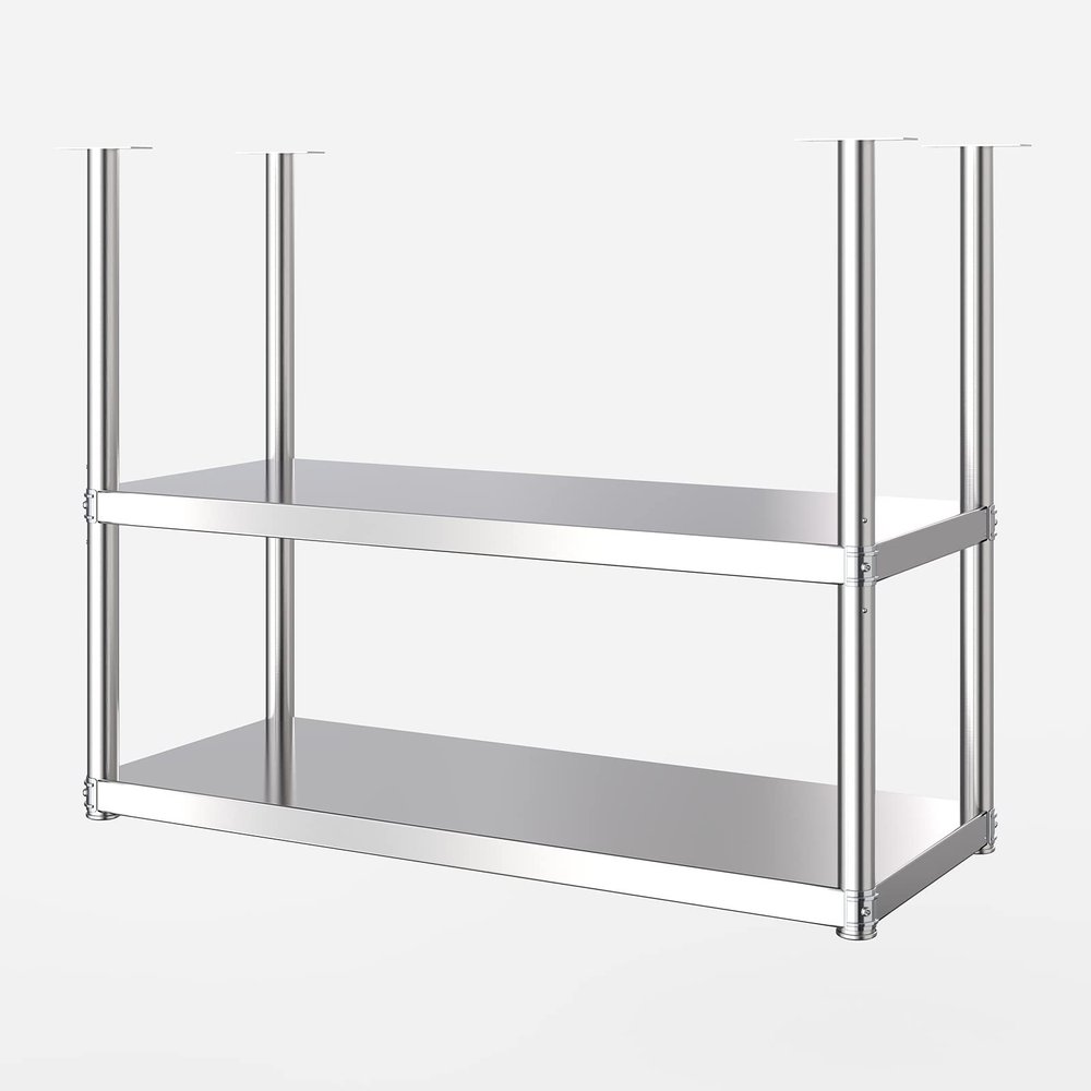 Drsyffsup Kitchen Ceiling Stainless Steel Rack 2 Layers Pot Pan Wall Shelf, Hanging Rack for Kitchen Utensils Saucepan, 60/70/80/90/100/120cm Optional (Size : 120x35x80cm)