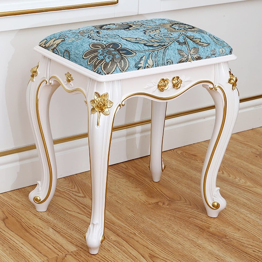 LOJOO Vanity Benches Square Vanity Stool with ABS Plastic Steel Leg,17inch Tall Dressing Makeup Stool, Padded Bench, Piano Seat Chair Bench in Bedroom, Bathroom (Color : 9)