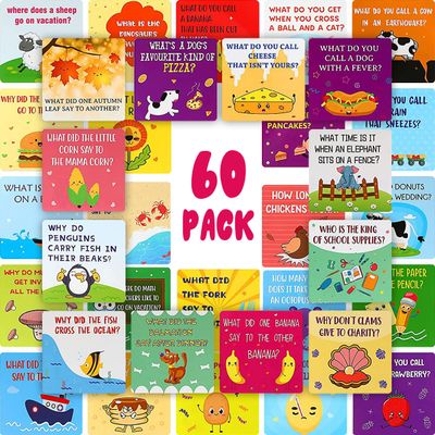 Fantasyon 60 Pcs Lunch Box Notes for Kids, Joke Cards for Kids Inspirational Motivational Lunch Notes Back to School Gifts for Boys Girls Lunchbox Students Kindergarten School Supplies