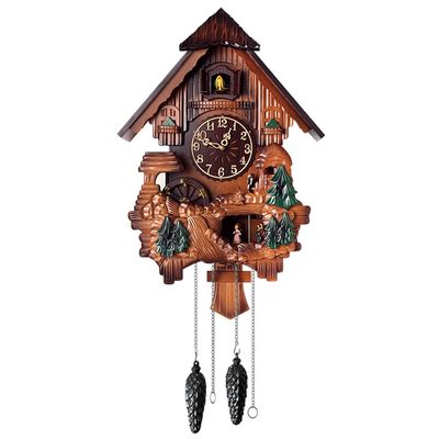 Cuckoo Clocks for Wall Bird Clock for Kitchen Modern Living Room Wall Clock Handcrafted Wood Cuckoo Clock Wall Decor (Color : Brown, Size : Digital dial 38 * 84cm)