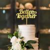 Better Together Birthday Cake Topper Wood Cake Topper Cute Cake Accessories for Wedding Anniversary Birthday Party Decoration Glitter Gold Keepsake Supplies view 3