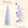 OFFICEJOY 7FT White Pencil Christmas Tree, Artificial Christmas Tree w/Premium PVC Needles, Pine Tree w/Solid Metal Stand, Ideal for Home, Office, Shops, Holiday Decoration view 4