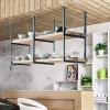 Retro Industrial Restaurant Iron Solid Wood Ceiling Shelf, Hanging Floating Shelves, 2 Tier Shelves Shelf/Bar Hanging Decoration Storage Shelf. 3 Sizes (Size : 1003060cm) (Size : 80 * 30 * 60cm) view 4