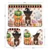 3 Pieces Halloween Pumpkin Dog Trick Or Treat Bathroom Rug Set Soft Foam Non Slip Bath Mats Sets Toilet Contour Mat Lid Cover for Bathtub Shower and Bathroom Decor 20"x32" view 2