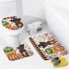 3 Pieces Halloween Pumpkin Dog Trick Or Treat Bathroom Rug Set Soft Foam Non Slip Bath Mats Sets Toilet Contour Mat Lid Cover for Bathtub Shower and Bathroom Decor 20"x32" view 3