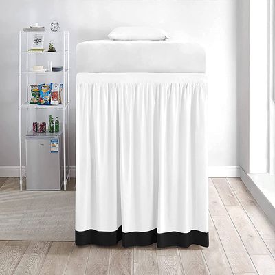 Dorm Room Bed Skirt, Two-Tone Ruffle Dorm Bed Skirt with 3 Sided Coverage, Fade, Shrink & Wrinkle Resistant Brushed 100% Microfiber Dorm Bed Skirts 40 Inch Tailored Drop - Black Solid,Twin-XL Size.