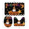 3 Pieces Halloween Gnome Pumpkin Black and White Stripe Bathroom Rug Set Soft Foam Non Slip Bath Mats Sets Toilet Contour Mat Lid Cover for Bathtub Shower and Bathroom Decor 20"x32" view 2
