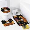 3 Pieces Halloween Gnome Pumpkin Black and White Stripe Bathroom Rug Set Soft Foam Non Slip Bath Mats Sets Toilet Contour Mat Lid Cover for Bathtub Shower and Bathroom Decor 20"x32" view 3