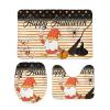 3 Pieces Orange Stripe Gnome Pumpkin Bathroom Rug Set Happy Halloween Soft Foam Non Slip Bath Mats Sets Toilet Contour Mat Lid Cover for Bathtub Shower and Bathroom Decor 20"x32" view 1