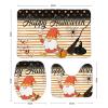 3 Pieces Orange Stripe Gnome Pumpkin Bathroom Rug Set Happy Halloween Soft Foam Non Slip Bath Mats Sets Toilet Contour Mat Lid Cover for Bathtub Shower and Bathroom Decor 20"x32" view 2