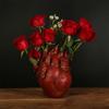 Human Heart Organ Shape Vase Creepy Halloween Home Desk Flowers Pot Decor, Medium Size 6.2" x 4.2", Red view 1