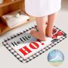 3 Pieces Merry Christmas Santa Hohoho Bathroom Rug Set Black White Stripe Soft Foam Non Slip Bath Mats Sets Toilet Contour Mat Lid Cover for Bathtub Shower and Bathroom Decor 20"x32" view 4