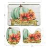 3 Pieces Happy Thanksgiving Bathroom Rug Set Fall Pumpkin Decoration Autumn Soft Foam Non Slip Bath Mats Sets Toilet Contour Mat Lid Cover for Bathtub Shower and Bathroom Decor 20"x32" view 2