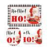 3 Pieces Merry Christmas Santa Hohoho Bathroom Rug Set Black White Stripe Soft Foam Non Slip Bath Mats Sets Toilet Contour Mat Lid Cover for Bathtub Shower and Bathroom Decor 20"x32" view 1