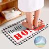 3 Pieces Merry Christmas Santa Hohoho Bathroom Rug Set Black White Stripe Soft Foam Non Slip Bath Mats Sets Toilet Contour Mat Lid Cover for Bathtub Shower and Bathroom Decor 20"x32" view 4