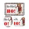 3 Pieces Merry Christmas Santa Hohoho Bathroom Rug Set Black White Stripe Soft Foam Non Slip Bath Mats Sets Toilet Contour Mat Lid Cover for Bathtub Shower and Bathroom Decor 20"x32" view 1
