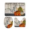 3 Pieces Happy Haunting Owl Pumpkin Bathroom Rug Set Have A Spooky Day Soft Foam Non Slip Bath Mats Sets Toilet Contour Mat Lid Cover for Bathtub Shower and Bathroom Decor 20"x32" view 1