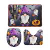 3 Pieces Happy Halloween Plaid Bathroom Rug Set Gnomes Pumpkins Spooky Soft Foam Non Slip Bath Mats Sets Toilet Contour Mat Lid Cover for Bathtub Shower and Bathroom Decor 20"x32" view 1