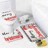 3 Pieces Merry Christmas Santa Bathroom Rug Set Black and White Stripe Pattern Soft Foam Non Slip Bath Mats Sets Toilet Contour Mat Lid Cover for Bathtub Shower and Bathroom Decor 20"x32" view 3