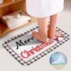 3 Pieces Merry Christmas Santa Bathroom Rug Set Black and White Stripe Pattern Soft Foam Non Slip Bath Mats Sets Toilet Contour Mat Lid Cover for Bathtub Shower and Bathroom Decor 20"x32" view 4