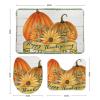 3 Pieces Happy Thanksgiving Bathroom Rug Set Fall Pumpkin Decoration Autumn Soft Foam Non Slip Bath Mats Sets Toilet Contour Mat Lid Cover for Bathtub Shower and Bathroom Decor 20"x32" view 2